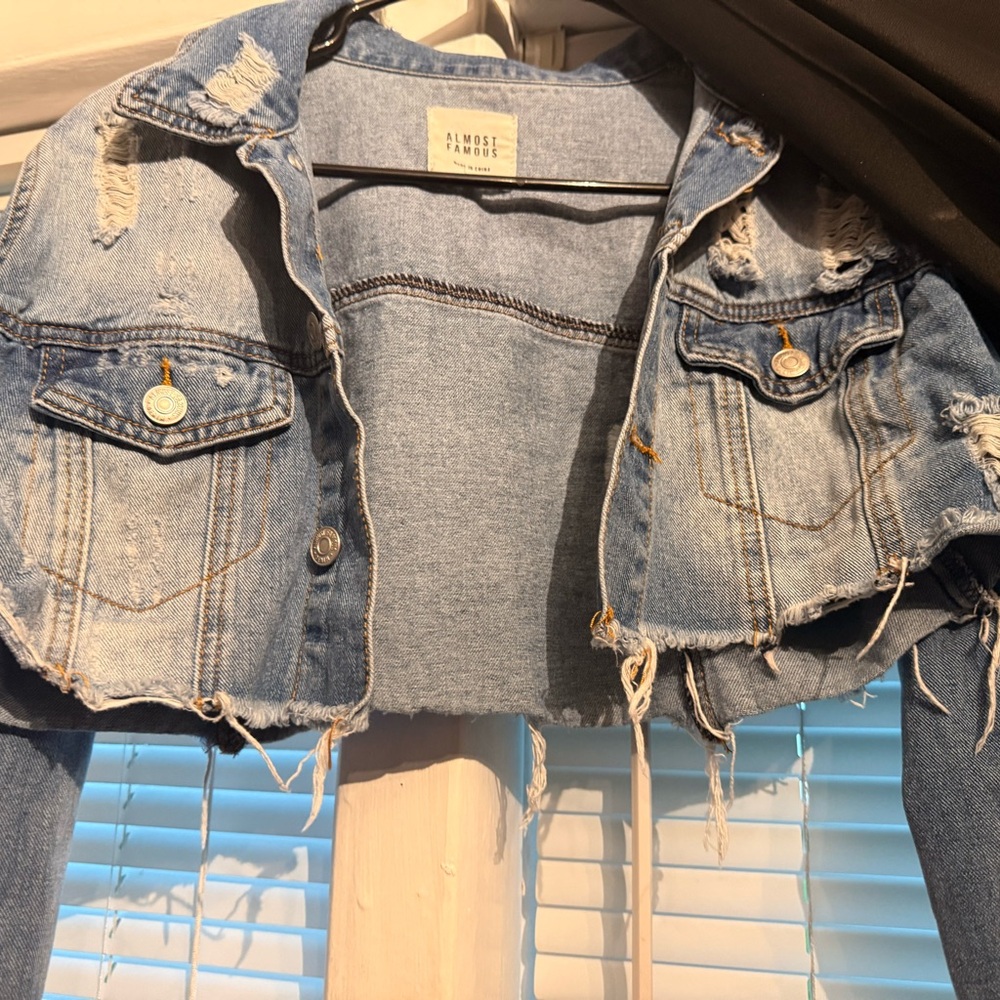 Almost Famous Distressed Blue Jean Jacket